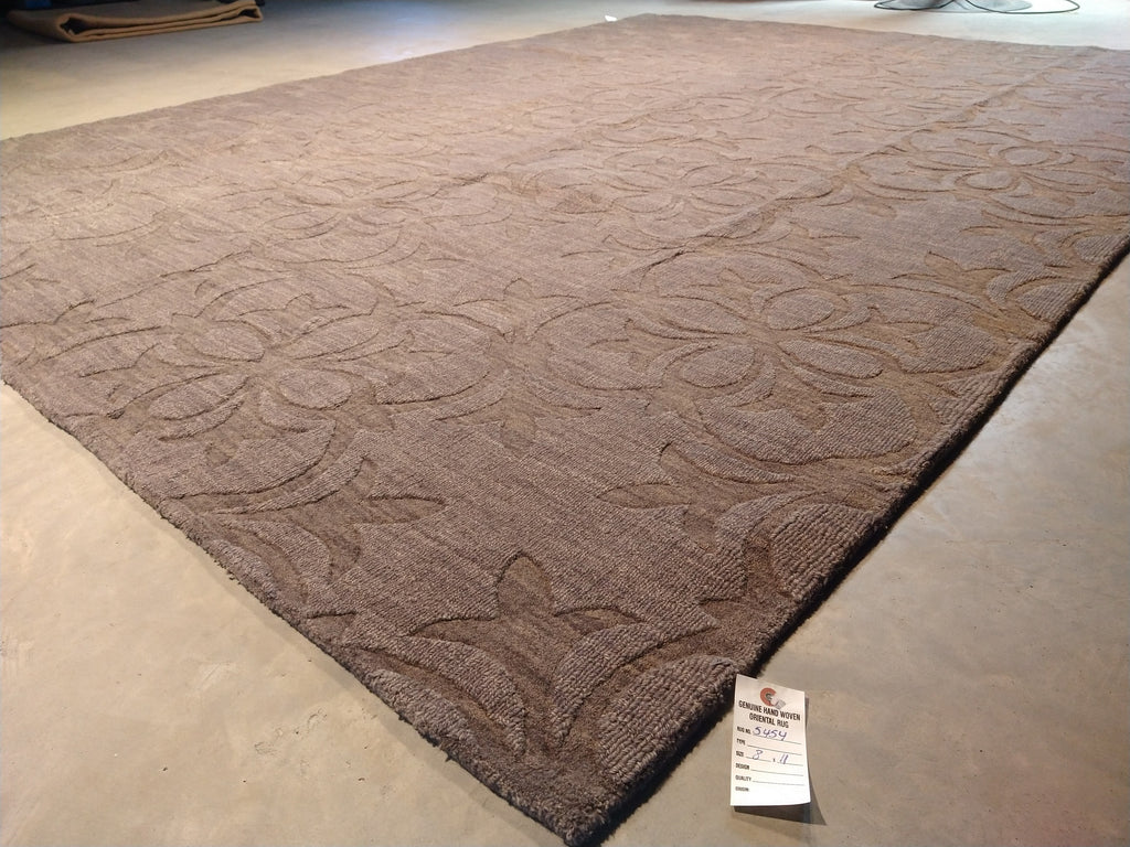 8 x 11 Modern Khaki Brown Rug- Neutral Contemporary Carpet #5454