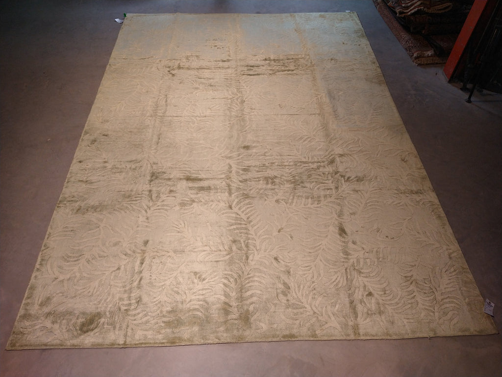 9 x 12 handmade Rug Bamboo Silk Lime Green #5461