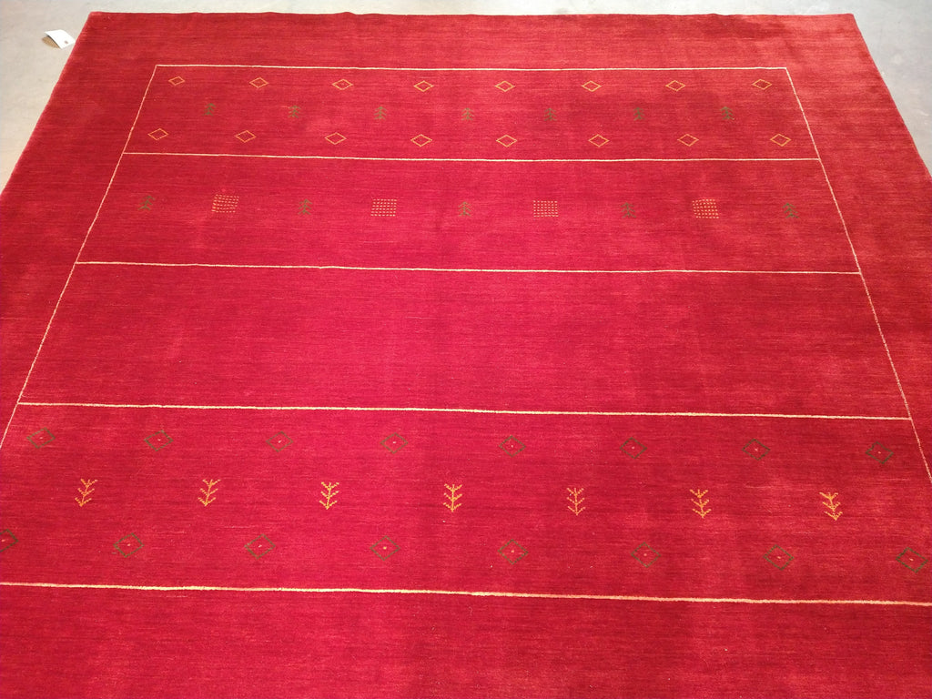 9 x 12 GORGOUS RED GABBEH LORI RUG MODERN FINE WOOL HANDMADE CARPET#5465