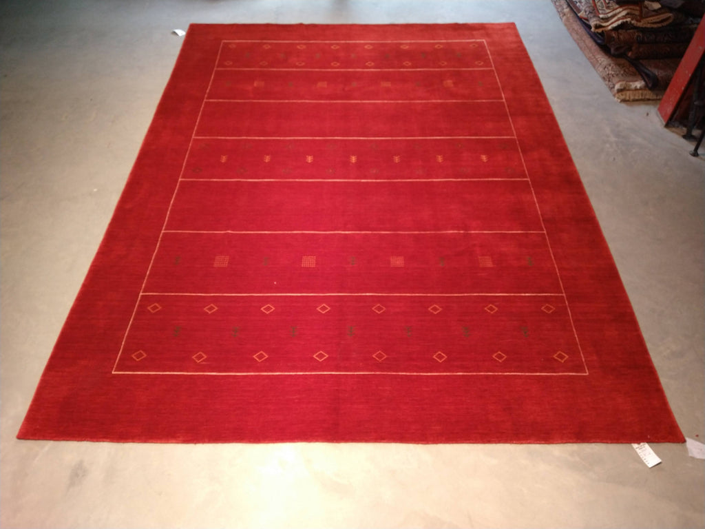 9 x 12 GORGOUS RED GABBEH LORI RUG MODERN FINE WOOL HANDMADE CARPET#5465