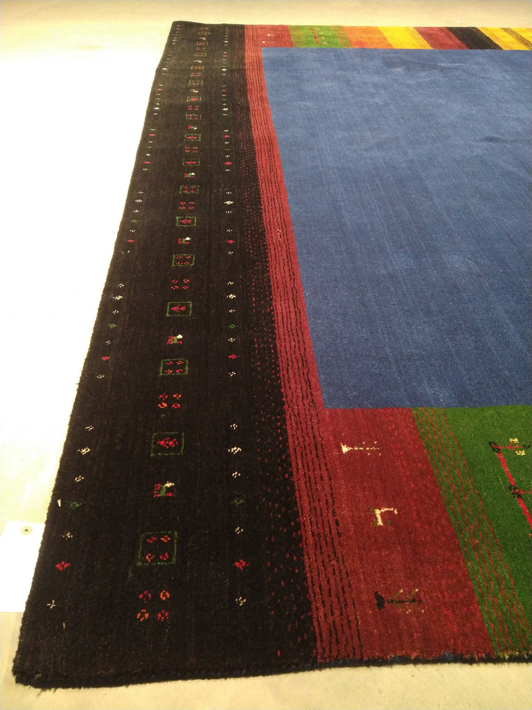 8' x 10' QUALITY GABBEH RUG HANDMADE INDIA Contemporary  BLUE RAINBOW  #5468