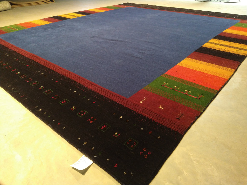 8' x 10' QUALITY GABBEH RUG HANDMADE INDIA Contemporary  BLUE RAINBOW  #5468