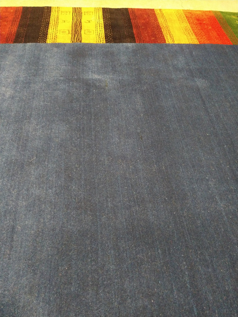 8' x 10' QUALITY GABBEH RUG HANDMADE INDIA Contemporary  BLUE RAINBOW  #5468