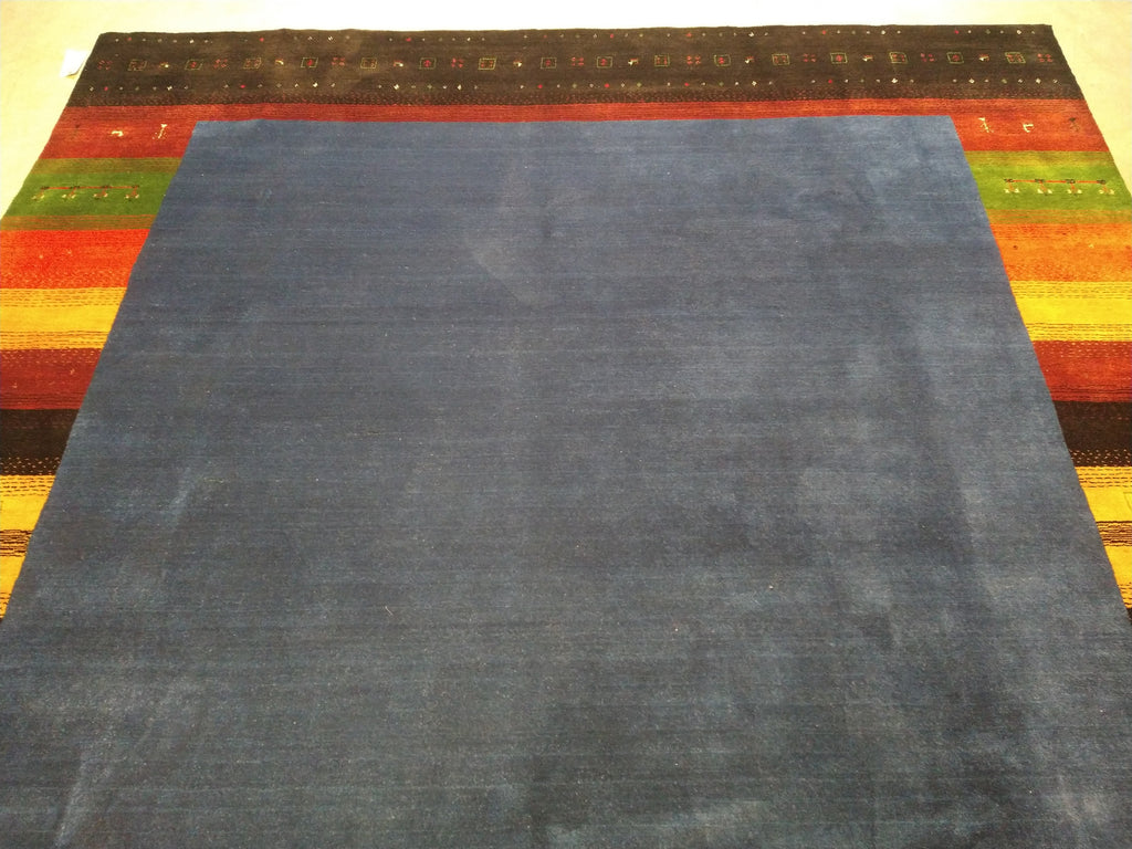 8' x 10' QUALITY GABBEH RUG HANDMADE INDIA Contemporary  BLUE RAINBOW  #5468