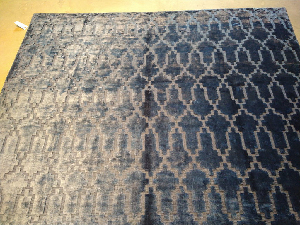 8 x 10 BLUE Modern Handmade Carpet Bamboo Silk #5479