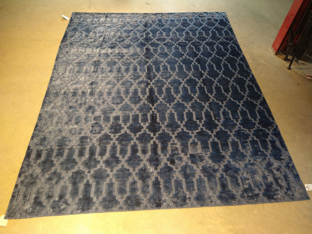 8 x 10 BLUE Modern Handmade Carpet Bamboo Silk #5479