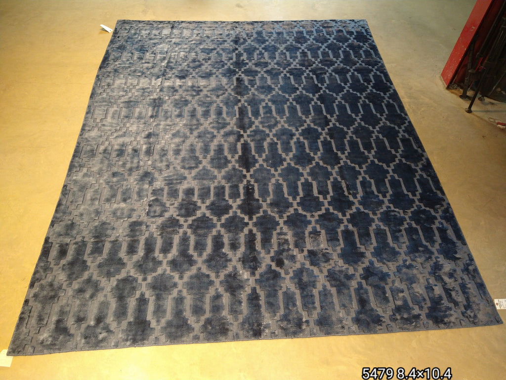 8 x 10 BLUE Modern Handmade Carpet Bamboo Silk #5479