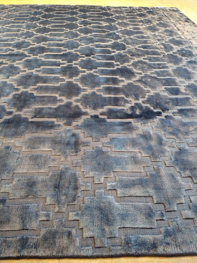 8 x 10 BLUE Bamboo Silk MODERN RUG #5481