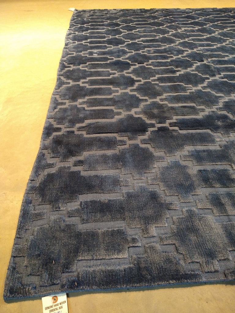 8 x 10 BLUE Bamboo Silk MODERN RUG #5481