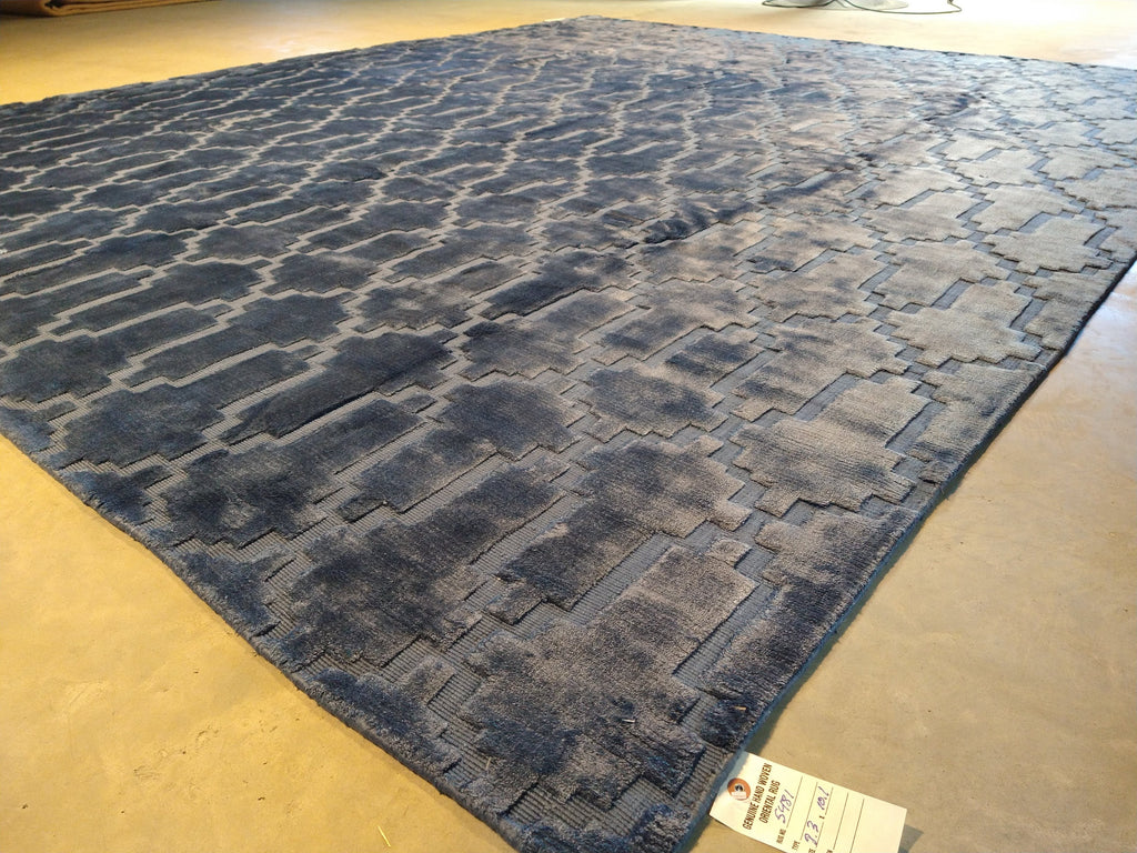 8 x 10 BLUE Bamboo Silk MODERN RUG #5481