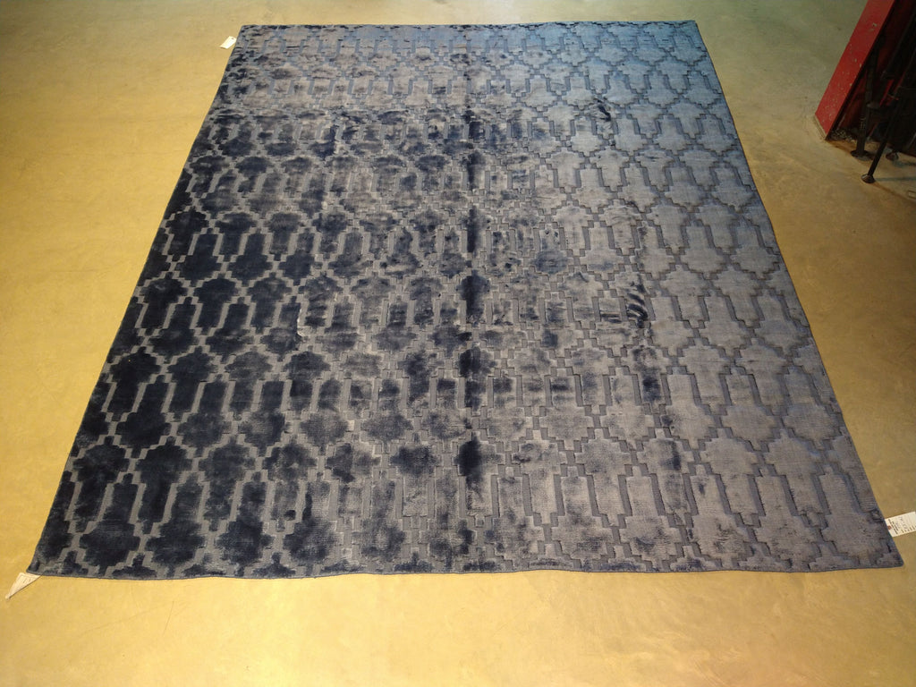 8 x 10 BLUE Bamboo Silk MODERN RUG #5481