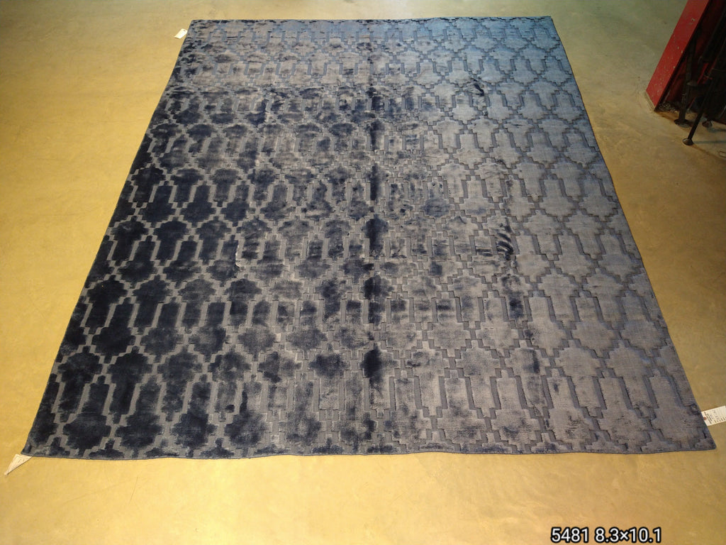 8 x 10 BLUE Bamboo Silk MODERN RUG #5481