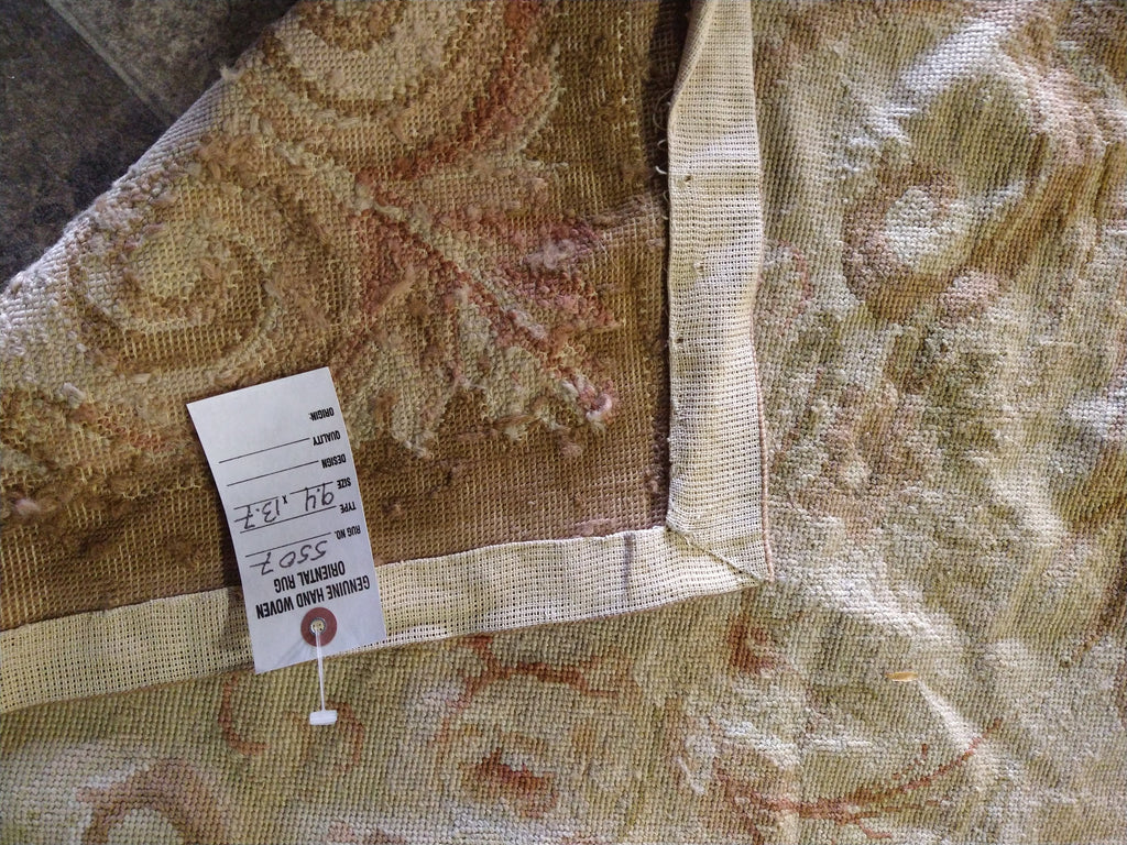 9.4 x 13.7 Neutral Colors Flat-Weave Aubusson Rug #F-5507