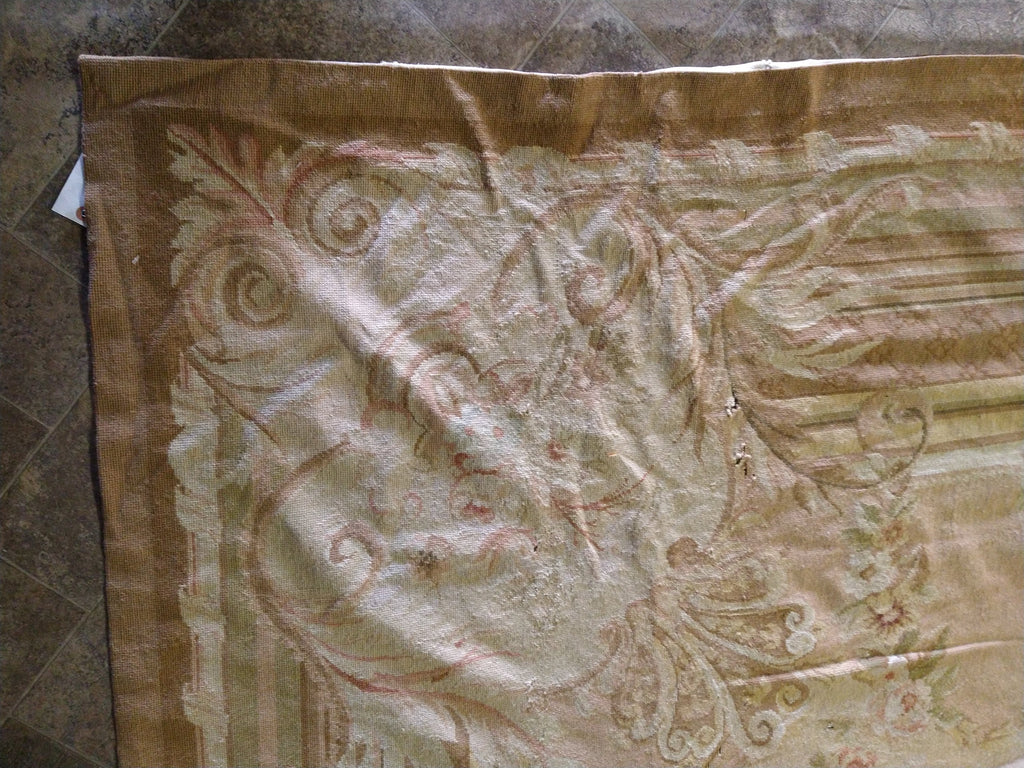 9.4 x 13.7 Neutral Colors Flat-Weave Aubusson Rug #F-5507