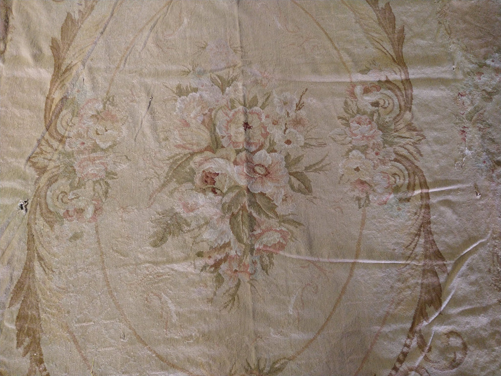 9.4 x 13.7 Neutral Colors Flat-Weave Aubusson Rug #F-5507