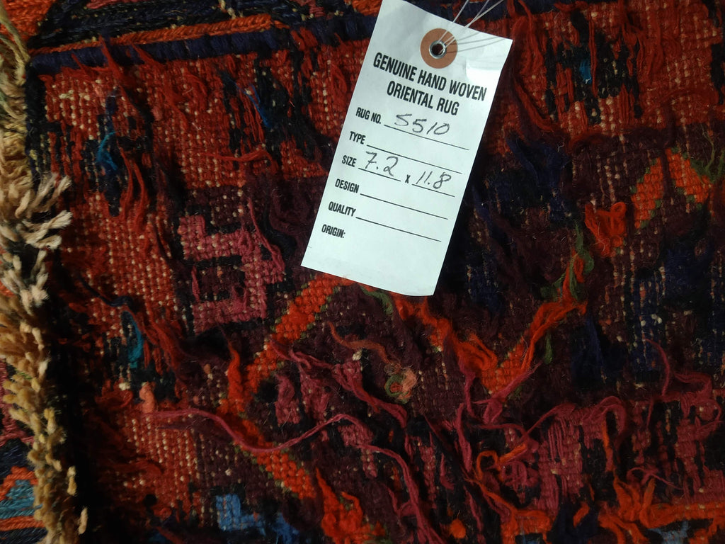 7.2 x 11.8 ANTIQUE Russian Sumak Flat Weave Rug #F-5510