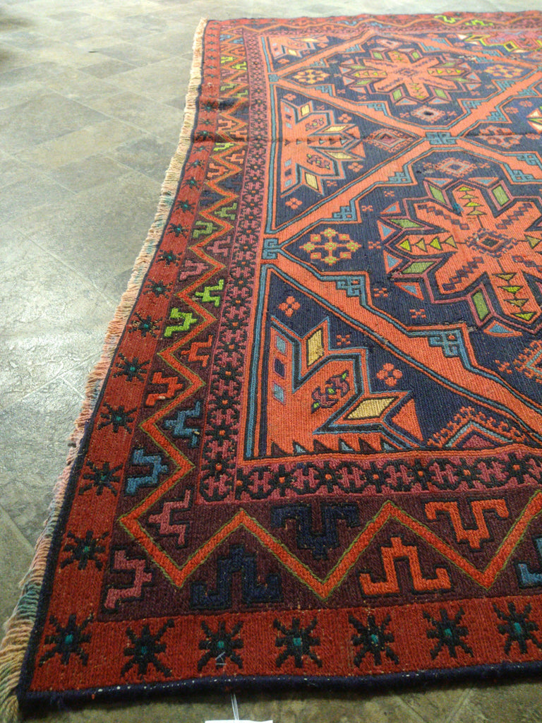 7.2 x 11.8 ANTIQUE Russian Sumak Flat Weave Rug #F-5510