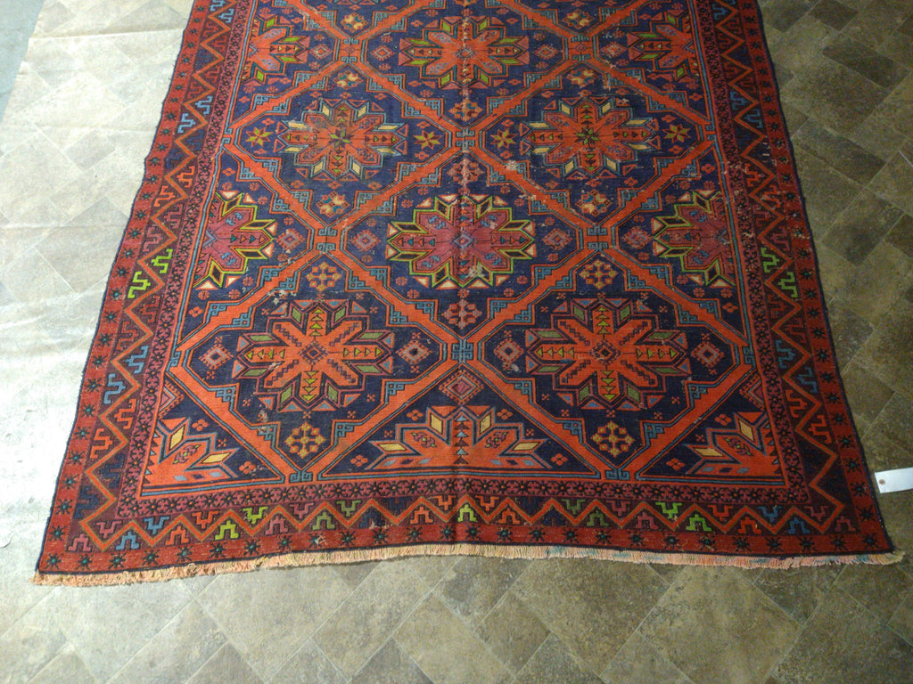 7.2 x 11.8 ANTIQUE Russian Sumak Flat Weave Rug #F-5510