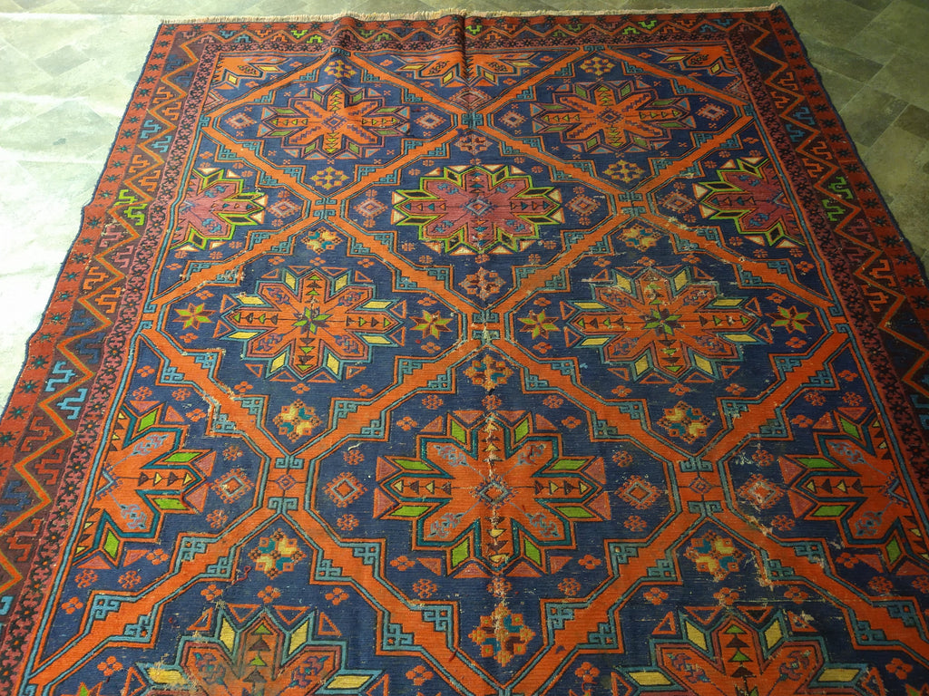 7.2 x 11.8 ANTIQUE Russian Sumak Flat Weave Rug #F-5510