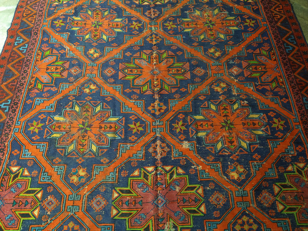 7.2 x 11.8 ANTIQUE Russian Sumak Flat Weave Rug #F-5510