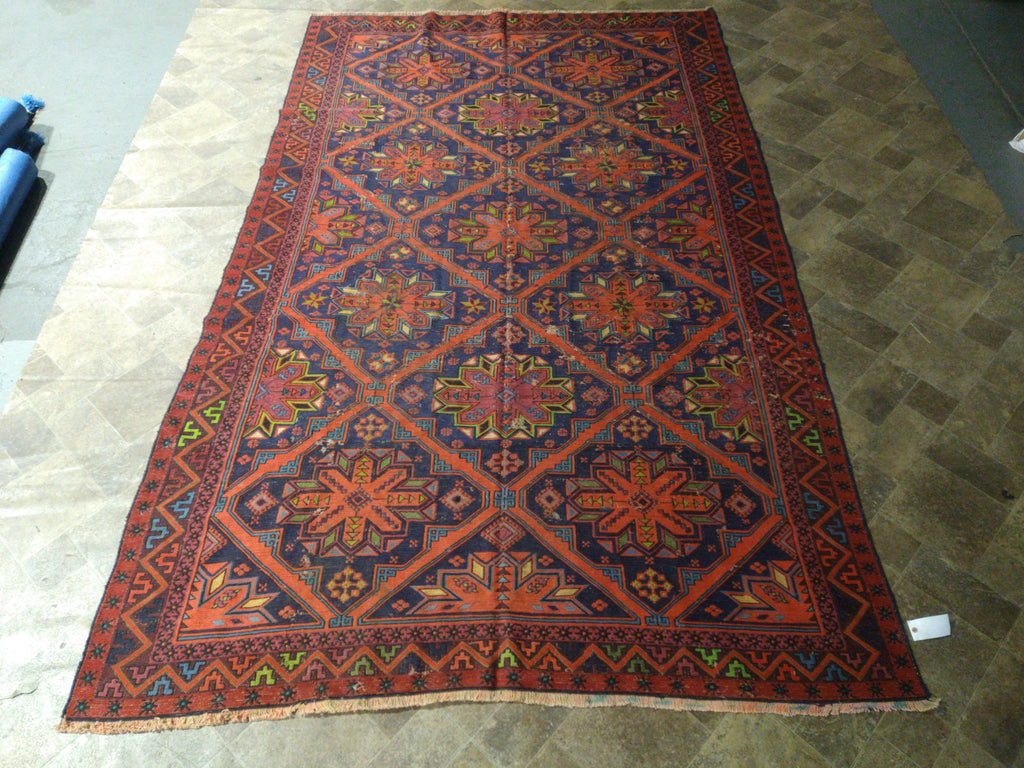 7.2 x 11.8 ANTIQUE Russian Sumak Flat Weave Rug #F-5510