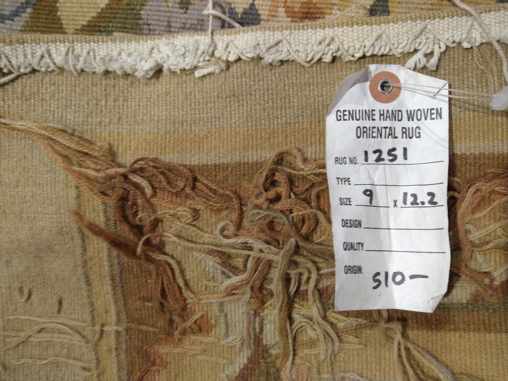 9' x 12' French Aubusson Flat Weave Rug AMAZING PATTERN   #S10-1251