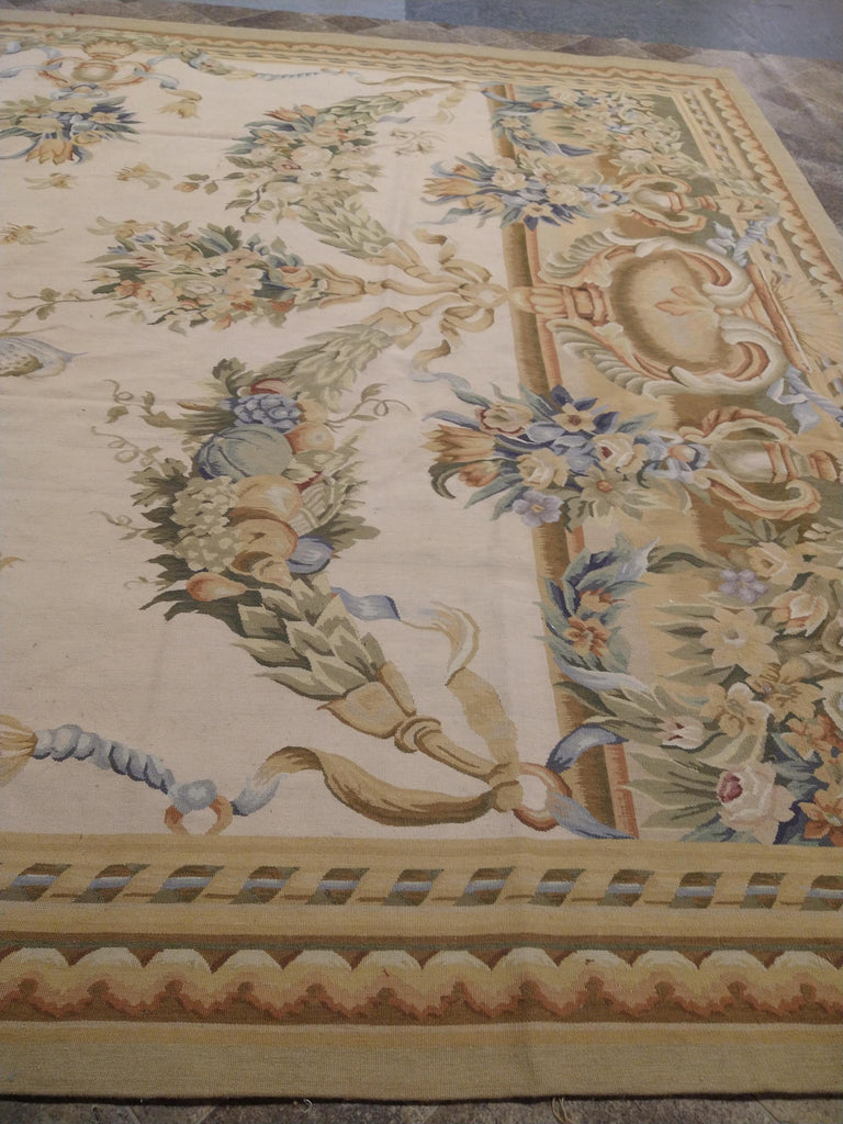 9' x 12' French Aubusson Flat Weave Rug AMAZING PATTERN   #S10-1251