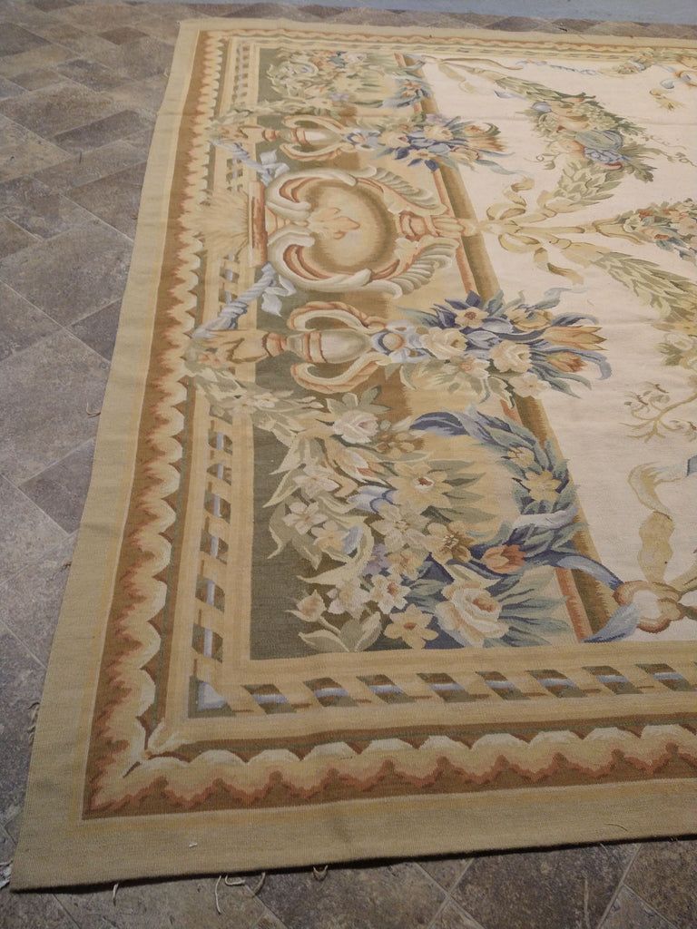 9' x 12' French Aubusson Flat Weave Rug AMAZING PATTERN   #S10-1251