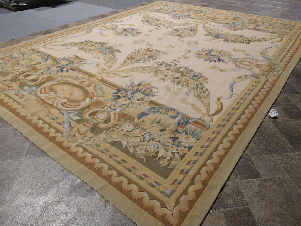 9' x 12' French Aubusson Flat Weave Rug AMAZING PATTERN   #S10-1251