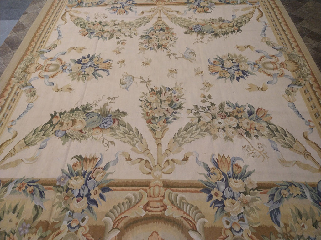 9' x 12' French Aubusson Flat Weave Rug AMAZING PATTERN   #S10-1251