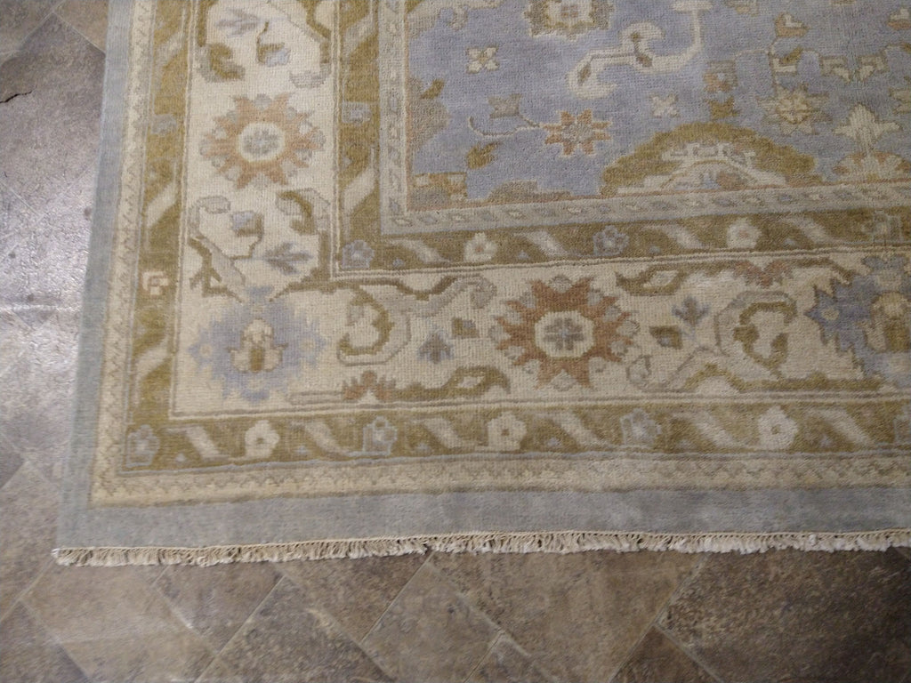 8.2 x 9.11 Light Blue Oushak Wool New Rug F-5524