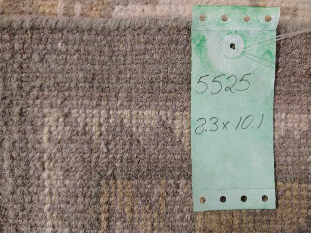 8.3 x 10.1 Sage Green New Oushak Hand-knotted Wool Rug Sage Green F-5525