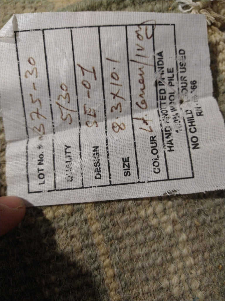 8.3 x 10.1 Sage Green New Oushak Hand-knotted Wool Rug Sage Green F-5525