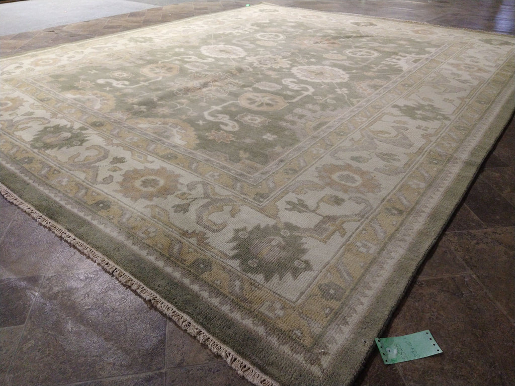 8.3 x 10.1 Sage Green New Oushak Hand-knotted Wool Rug Sage Green F-5525