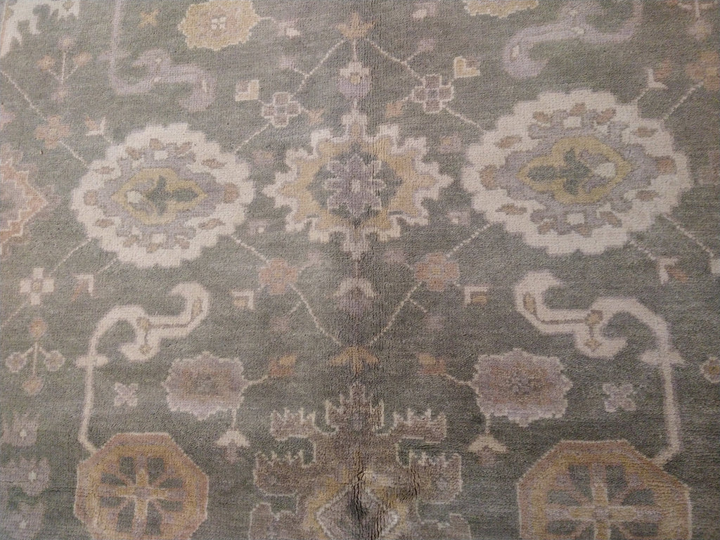 8.3 x 10.1 Sage Green New Oushak Hand-knotted Wool Rug Sage Green F-5525
