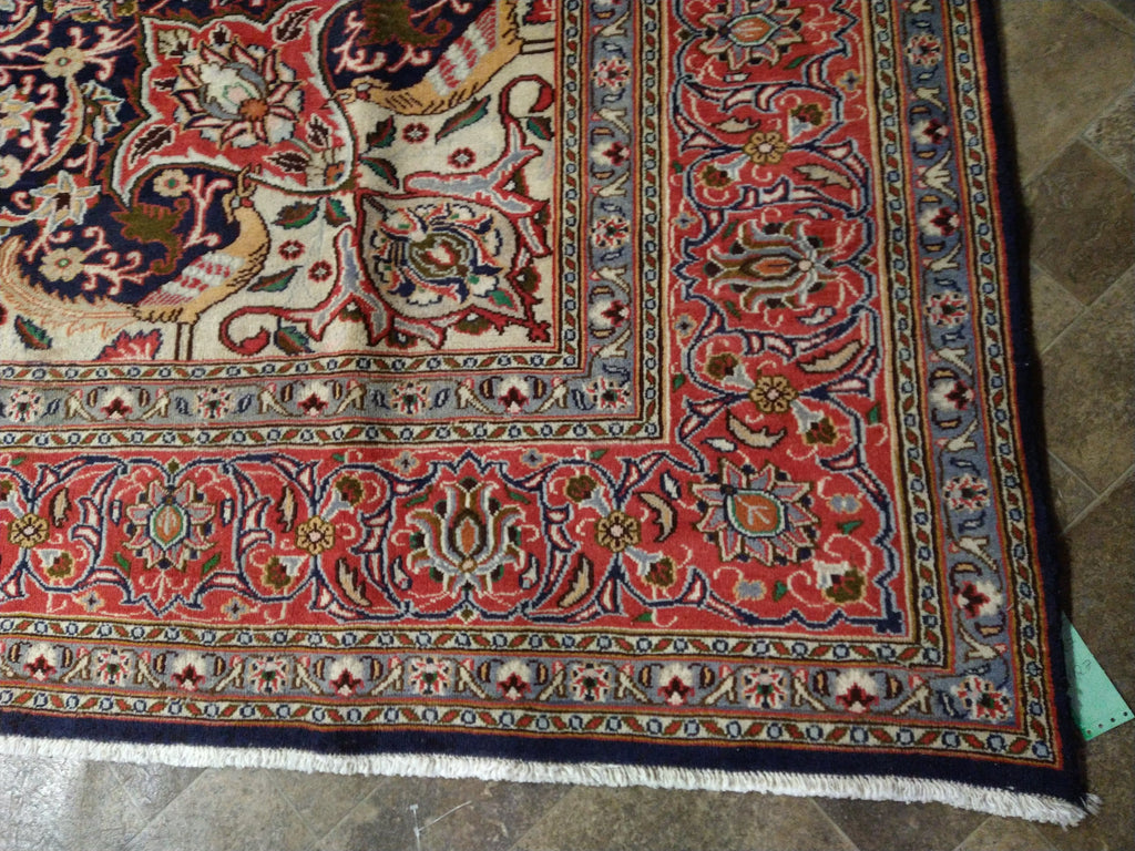 9.5 x 12.7 Persian Kashmar Rug- Navy BLue Exotic Pattern #F-5527