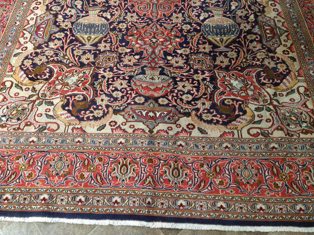 9.5 x 12.7 Persian Kashmar Rug- Navy BLue Exotic Pattern #F-5527
