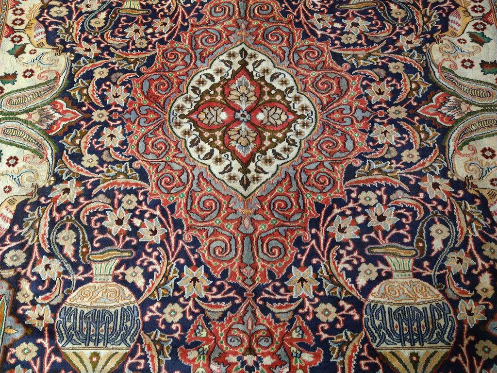 9.5 x 12.7 Persian Kashmar Rug- Navy BLue Exotic Pattern #F-5527