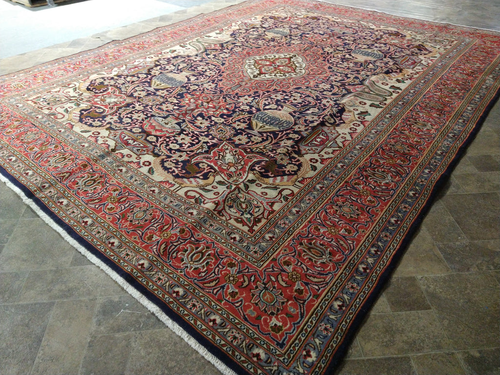 9.5 x 12.7 Persian Kashmar Rug- Navy BLue Exotic Pattern #F-5527