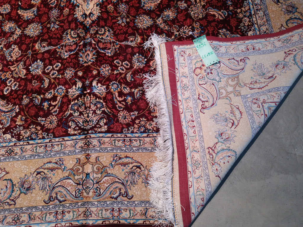 6.6 x 9.10 Burgundy Bamboo Silk Turkish Rug Elegant #F-5556