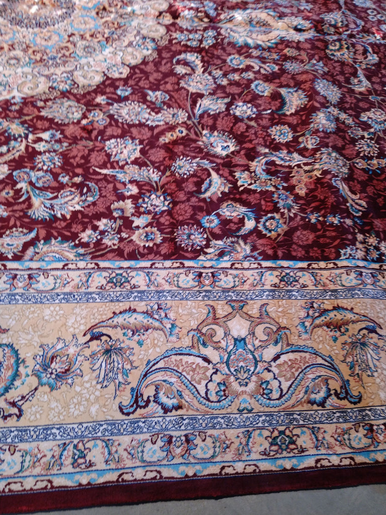 6.6 x 9.10 Burgundy Bamboo Silk Turkish Rug Elegant #F-5556