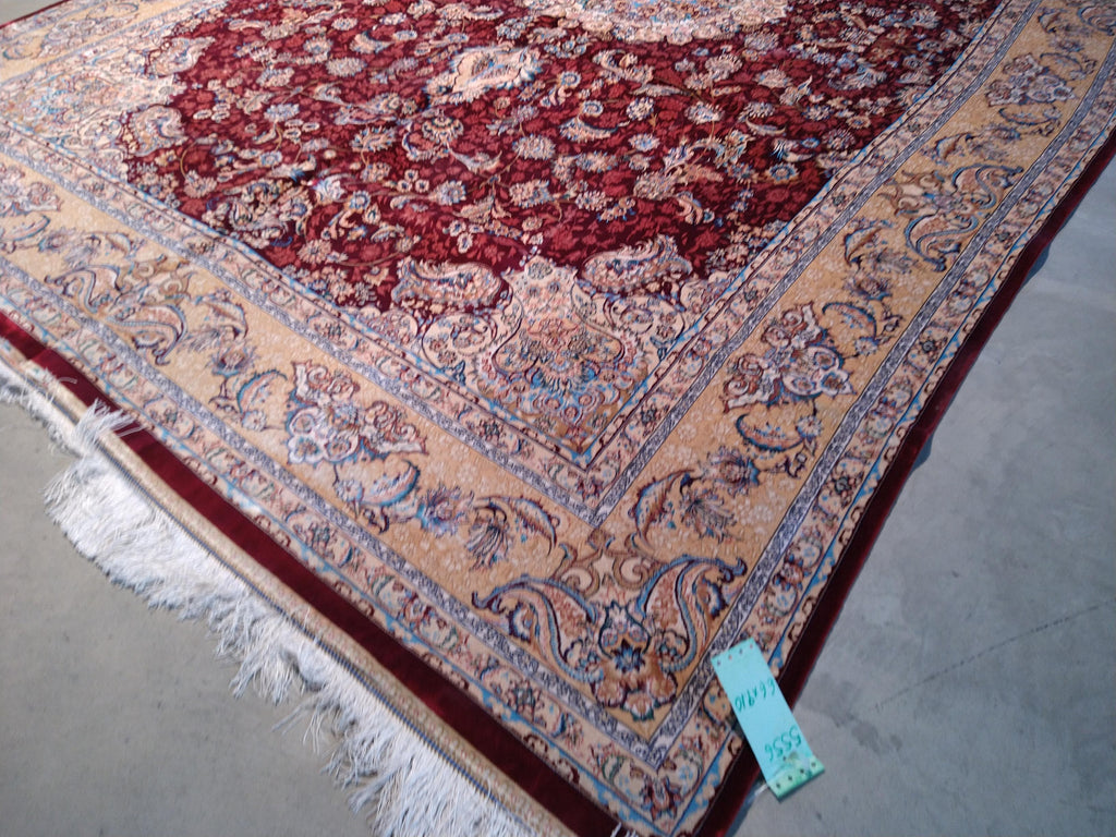 6.6 x 9.10 Burgundy Bamboo Silk Turkish Rug Elegant #F-5556