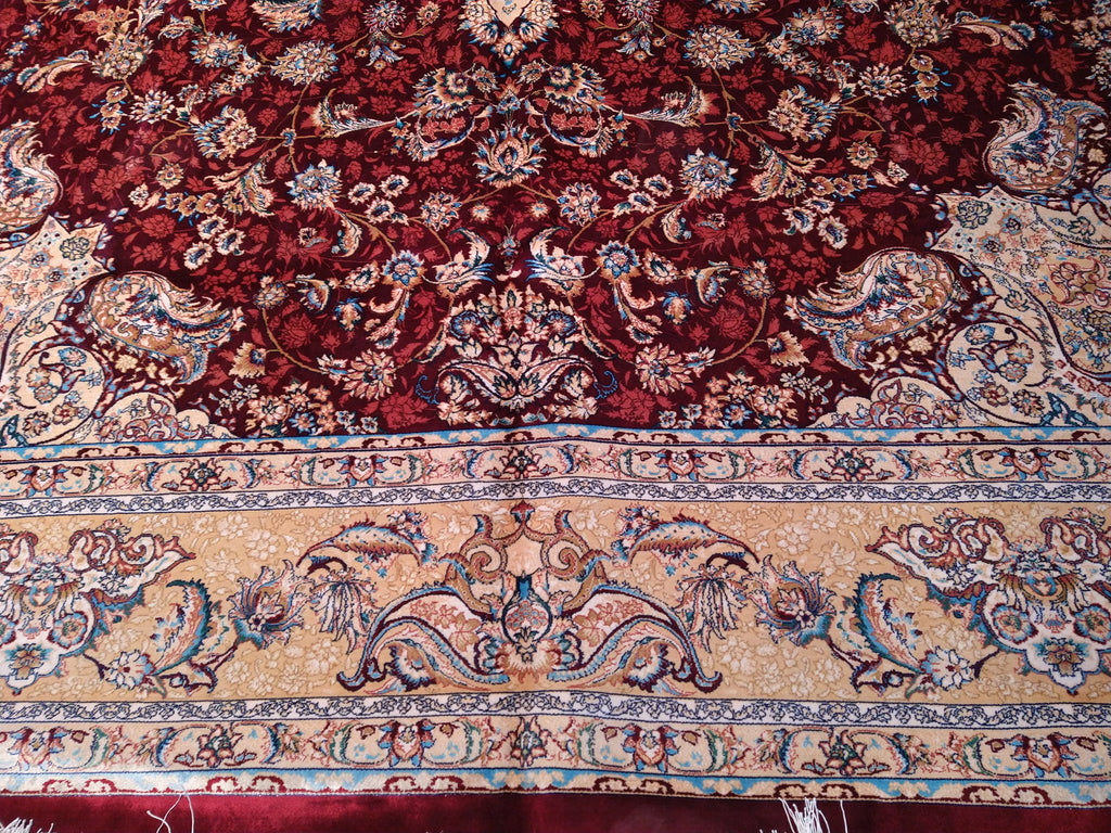 6.6 x 9.10 Burgundy Bamboo Silk Turkish Rug Elegant #F-5556