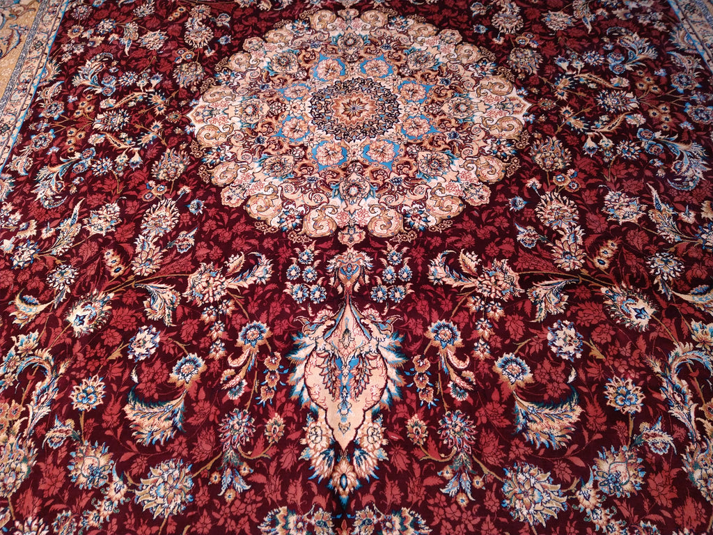 6.6 x 9.10 Burgundy Bamboo Silk Turkish Rug Elegant #F-5556