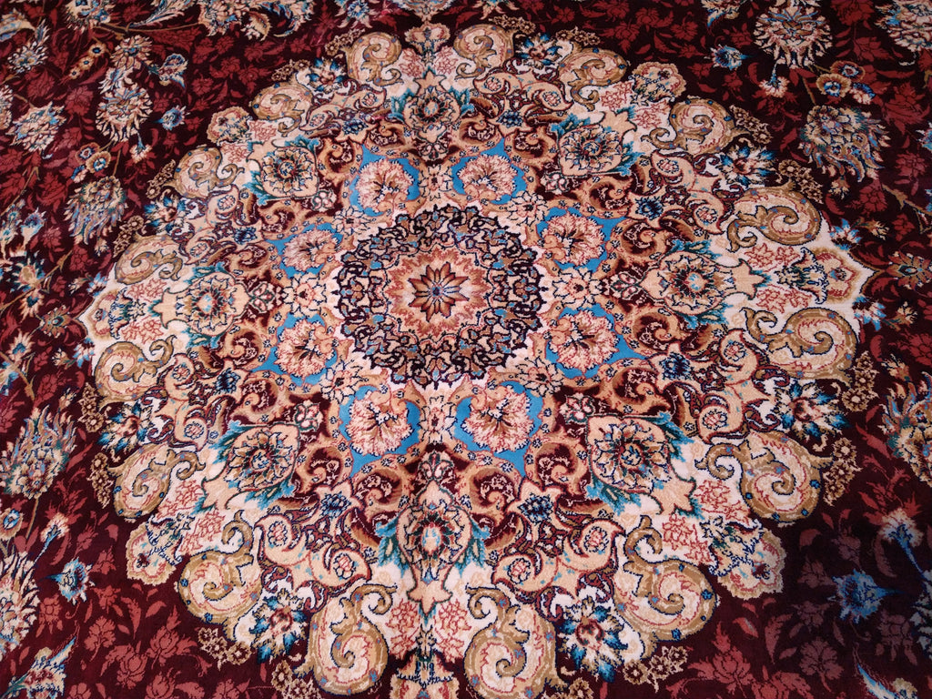 6.6 x 9.10 Burgundy Bamboo Silk Turkish Rug Elegant #F-5556