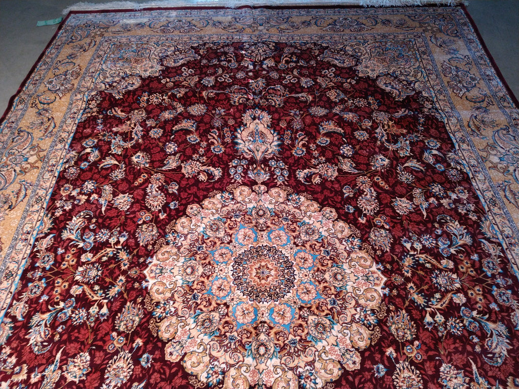 6.6 x 9.10 Burgundy Bamboo Silk Turkish Rug Elegant #F-5556