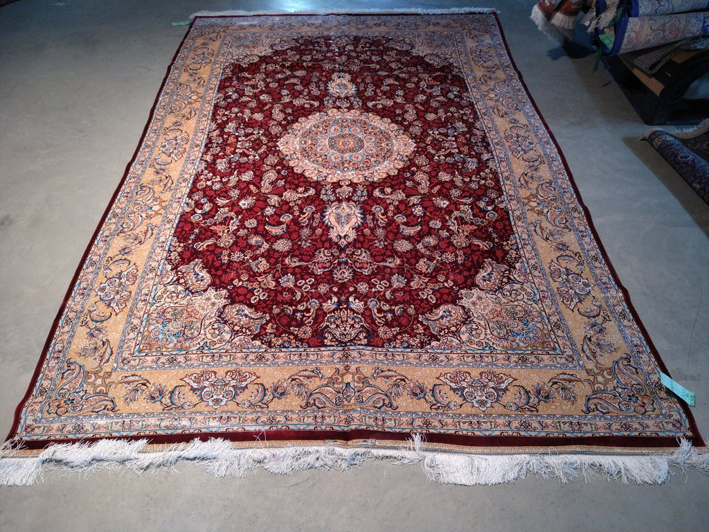 6.6 x 9.10 Burgundy Bamboo Silk Turkish Rug Elegant #F-5556
