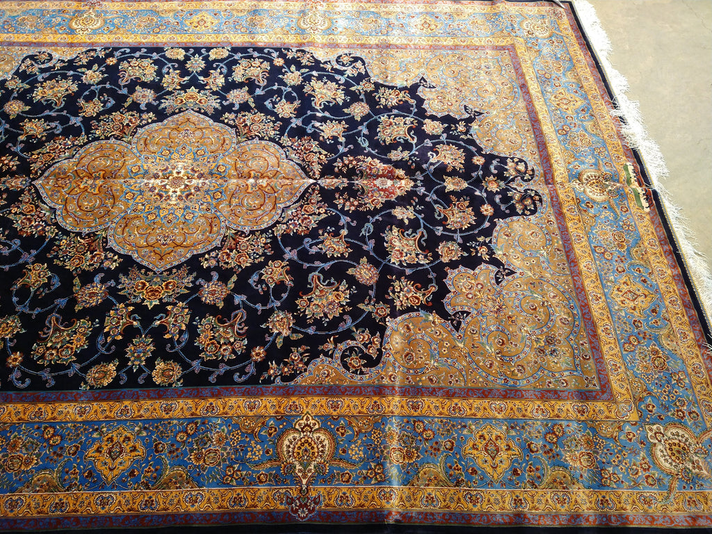 6' x 9' Navy Blue Turkish Bamboo Silk Rug #F-5561