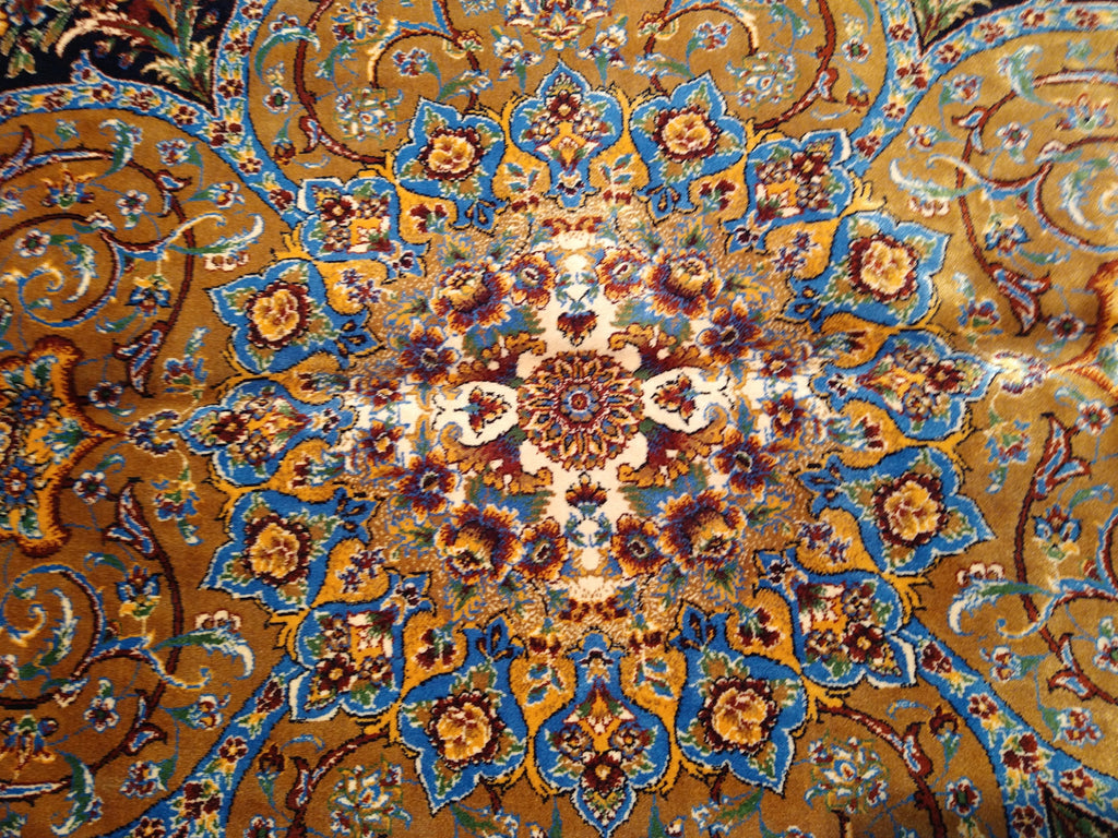 6' x 9' Navy Blue Turkish Bamboo Silk Rug #F-5561