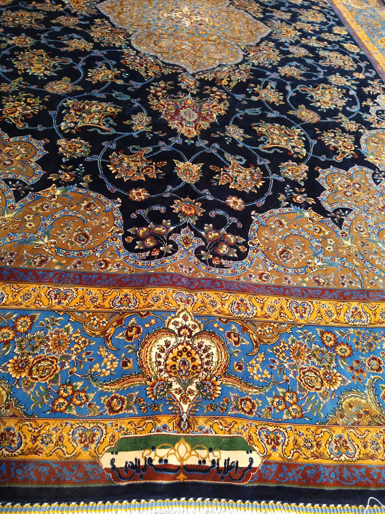 6' x 9' Navy Blue Turkish Bamboo Silk Rug #F-5561